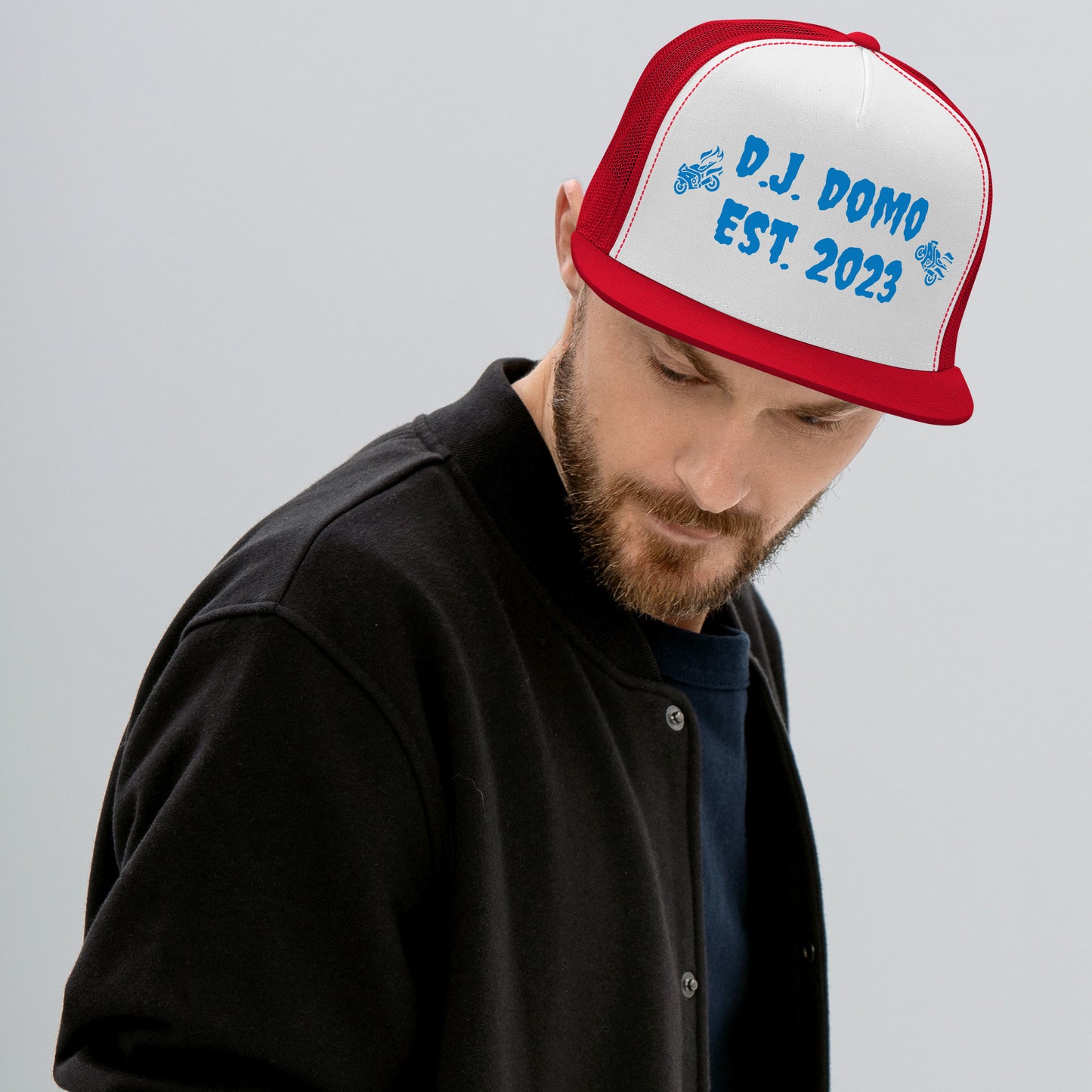 D.J. Domo "Biker" Trucker Cap Multi Color/Light Blue