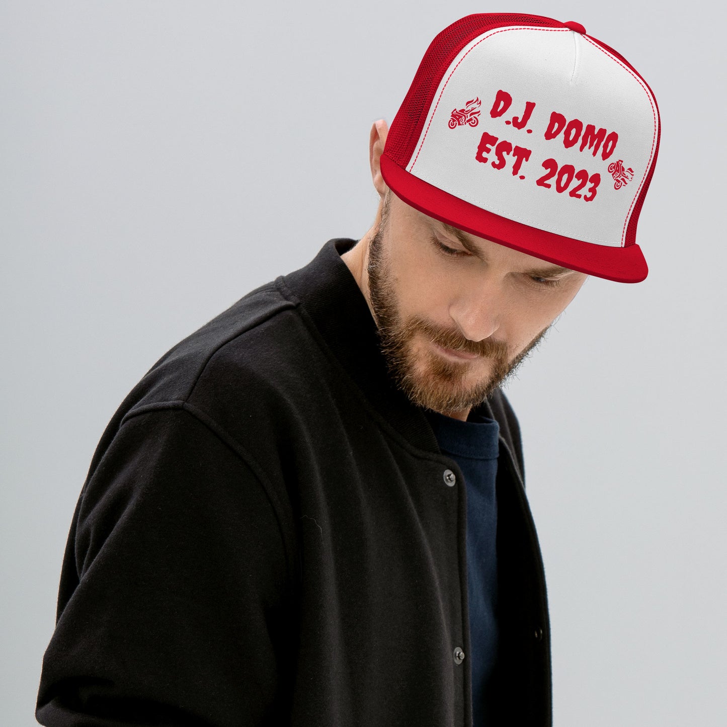 D.J. Domo "Biker" Trucker Cap Multi Color/Red