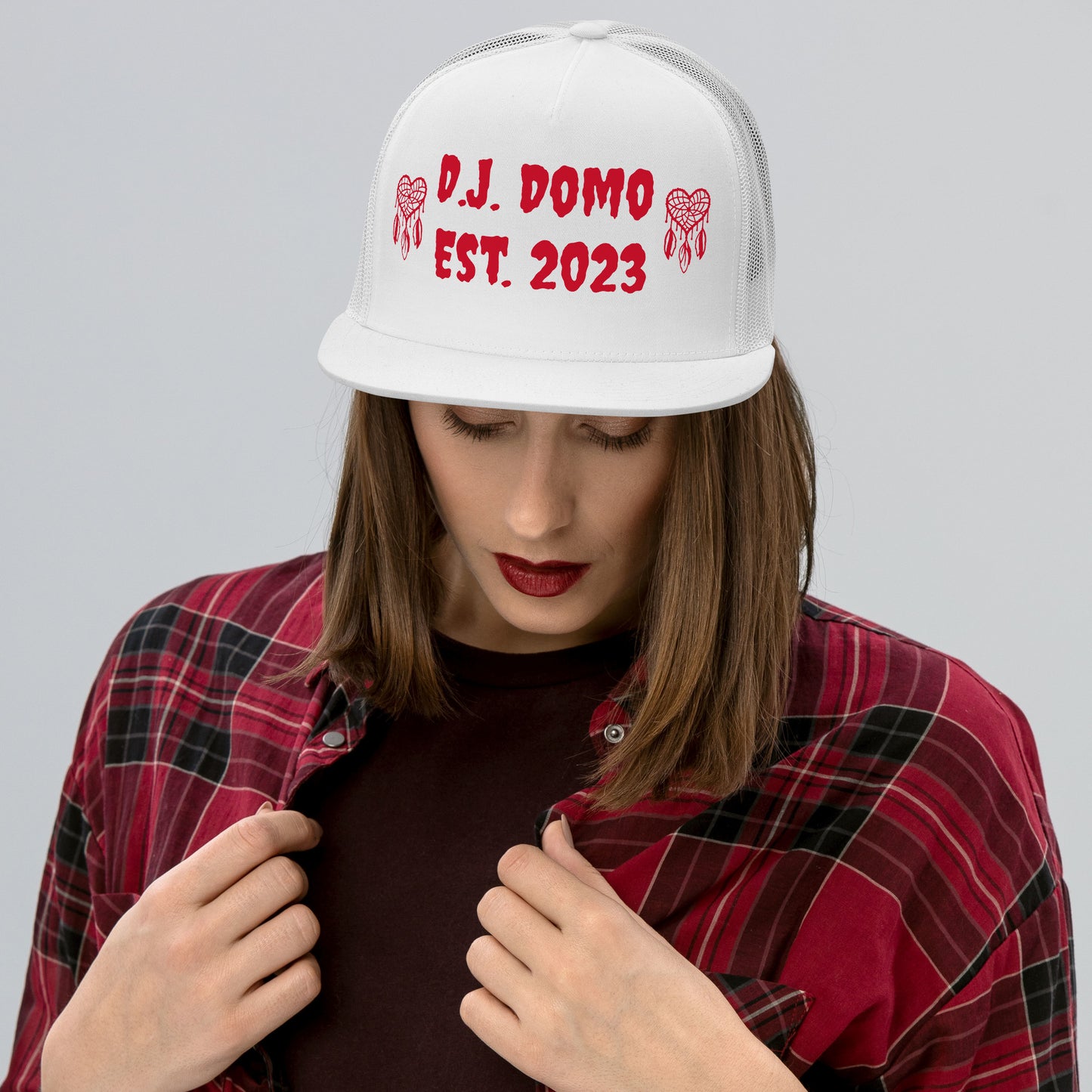 D.J. Domo "Heart Catchers" Trucker Cap Multi Color/Red