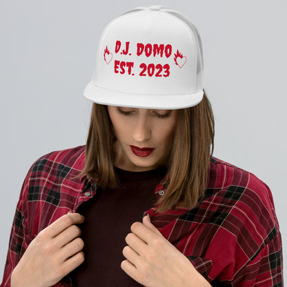 D.J. Domo "Fire Hearts" Trucker Cap Multi Color/Red