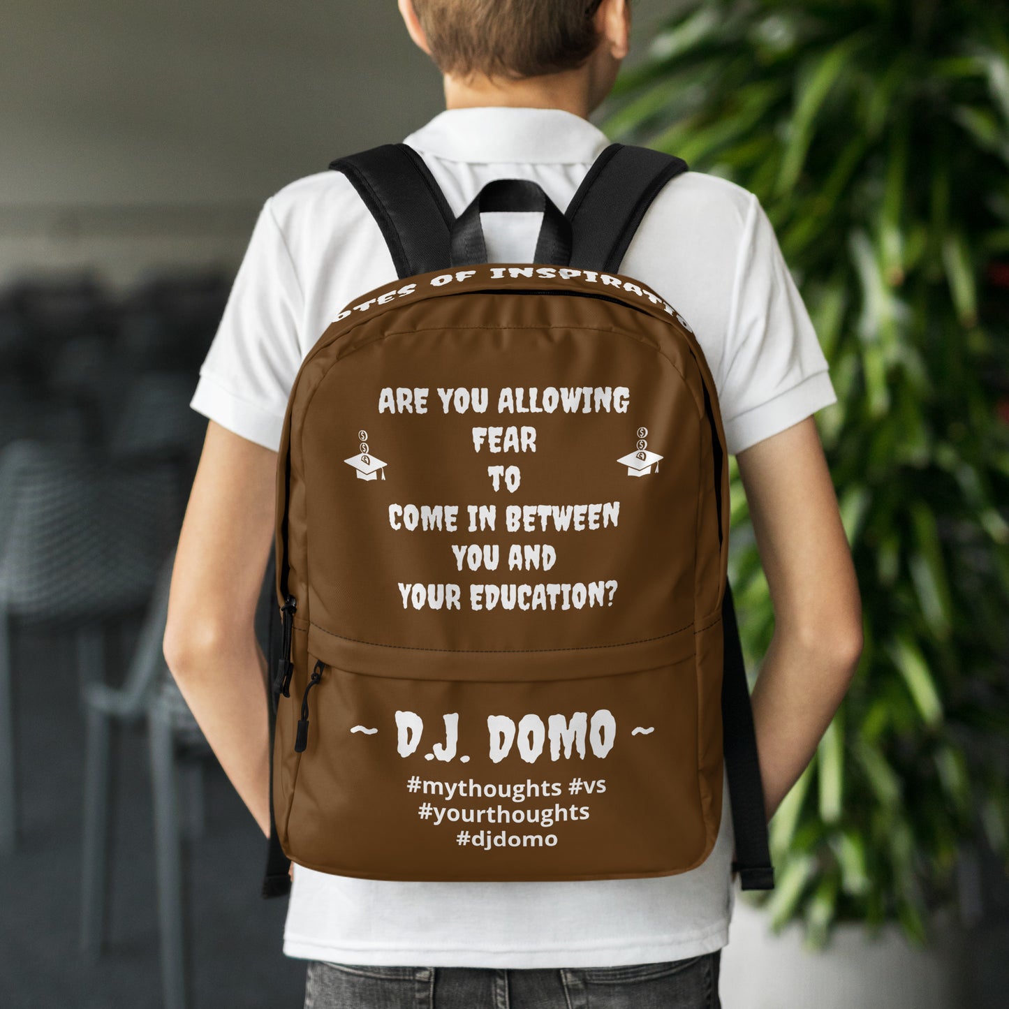 D.J. Domo DQOI Pt 1 "FEAR" Backpack Brown/White