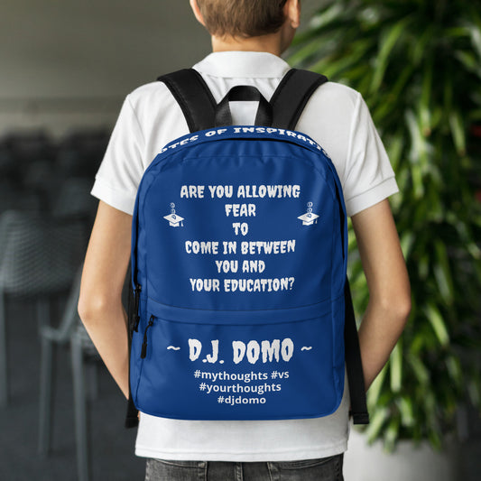 D.J. Domo DQOI Pt 1 "FEAR" Backpack Dark Blue/White