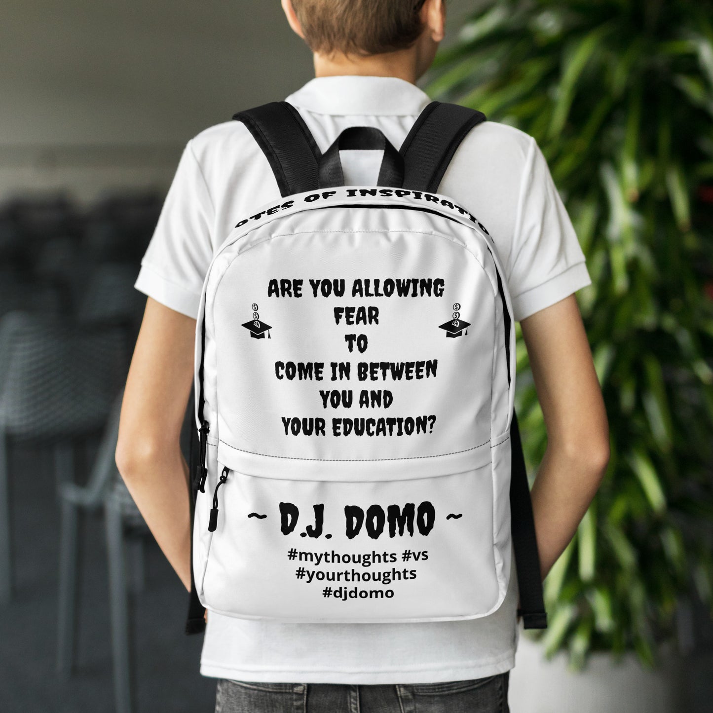 D.J. Domo DQOI Pt 1 "FEAR" Backpack White/Black