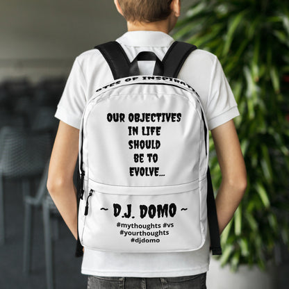 D.J. Domo DQOI Pt 1 "Book Objective" Backpack White/Black