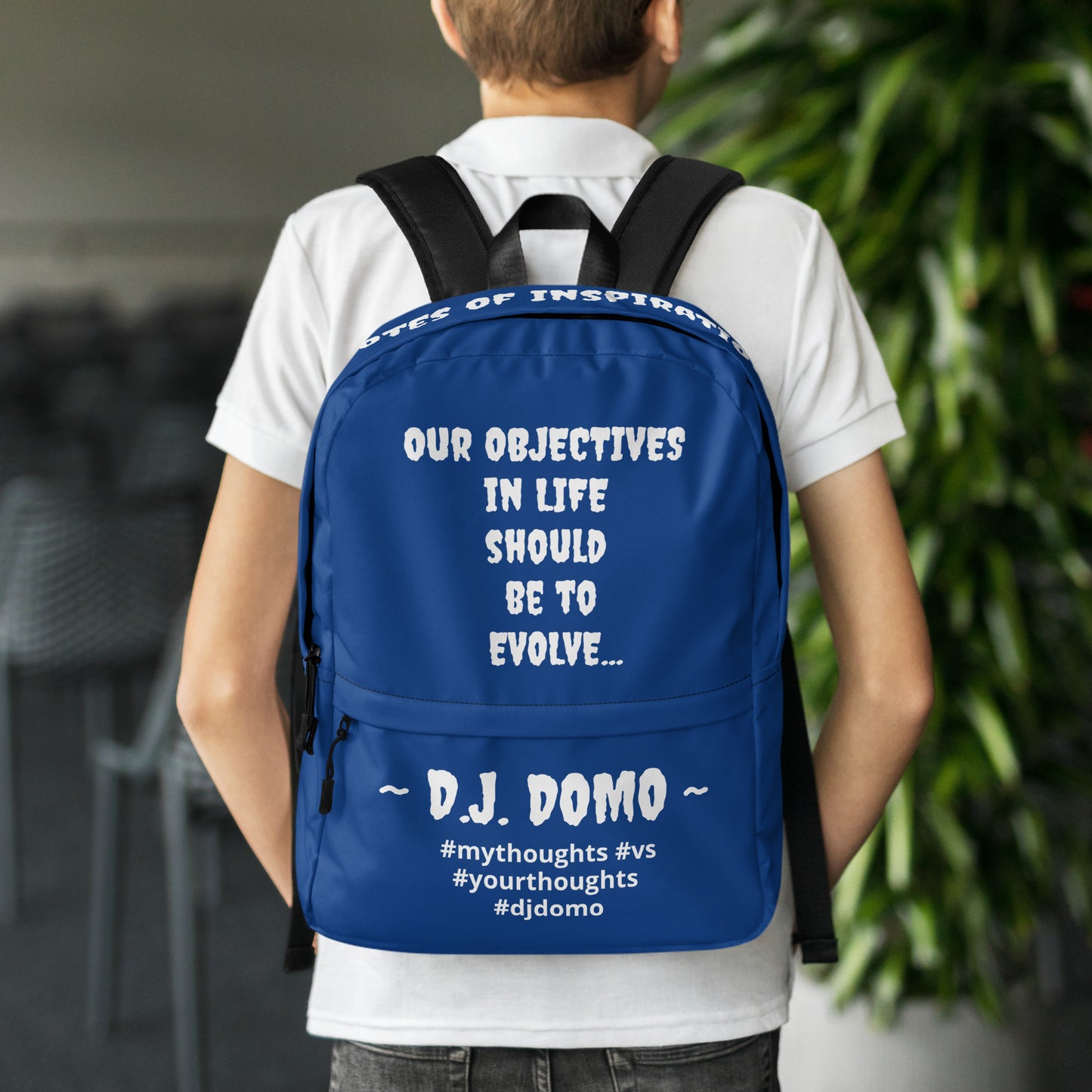 D.J. Domo DQOI Pt 1 "Book Objective" Backpack Dark Blue/White