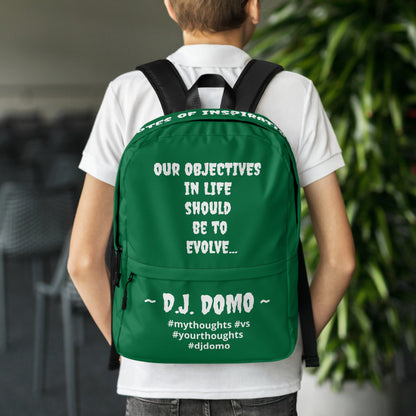 D.J. Domo DQOI Pt 1 "Book Objective" Backpack Green/White