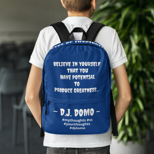 D.J. Domo DQOI Pt 1 "POTENTIAL" Backpack Dark Blue/White