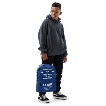 D.J. Domo DQOI Pt 1 "FEAR" Backpack Dark Blue/White