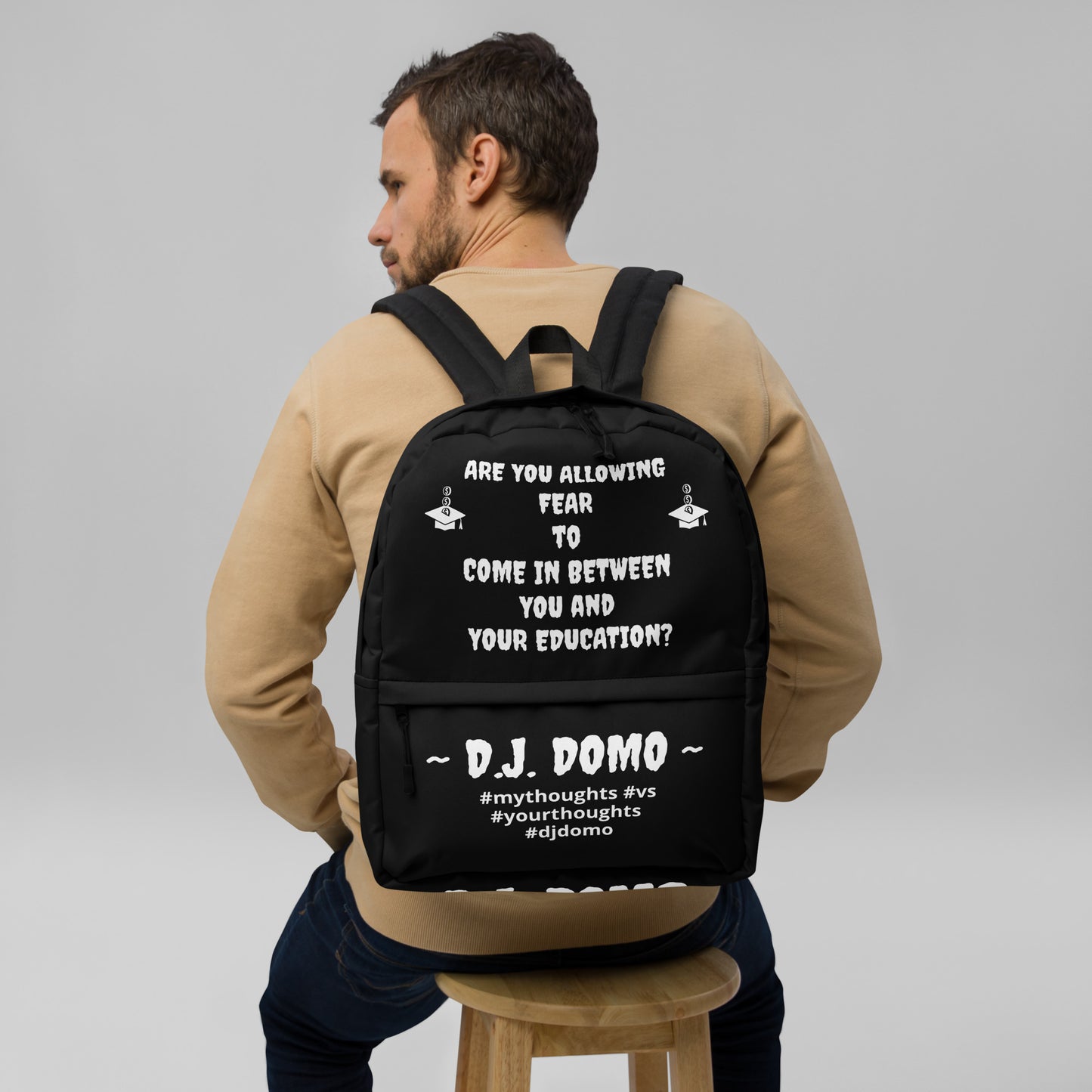 D.J. Domo DQOI Pt 1 "FEAR" Backpack Black/White