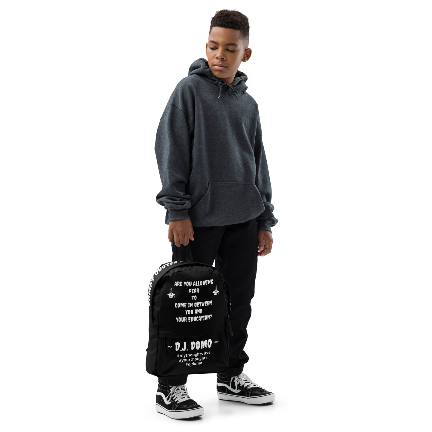 D.J. Domo DQOI Pt 1 "FEAR" Backpack Black/White