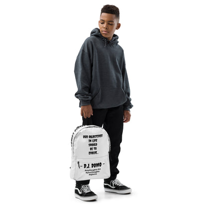 D.J. Domo DQOI Pt 1 "Book Objective" Backpack White/Black