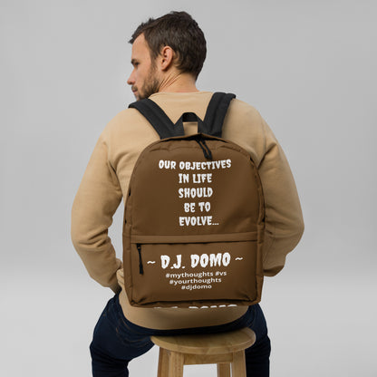 D.J. Domo DQOI Pt 1 "Book Objective" Backpack Brown/White