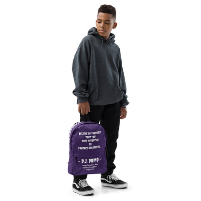 D.J. Domo DQOI Pt 1 "POTENTIAL" Backpack Purple/White