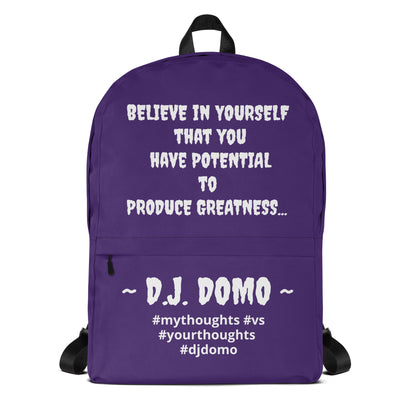 D.J. Domo DQOI Pt 1 "POTENTIAL" Backpack Purple/White