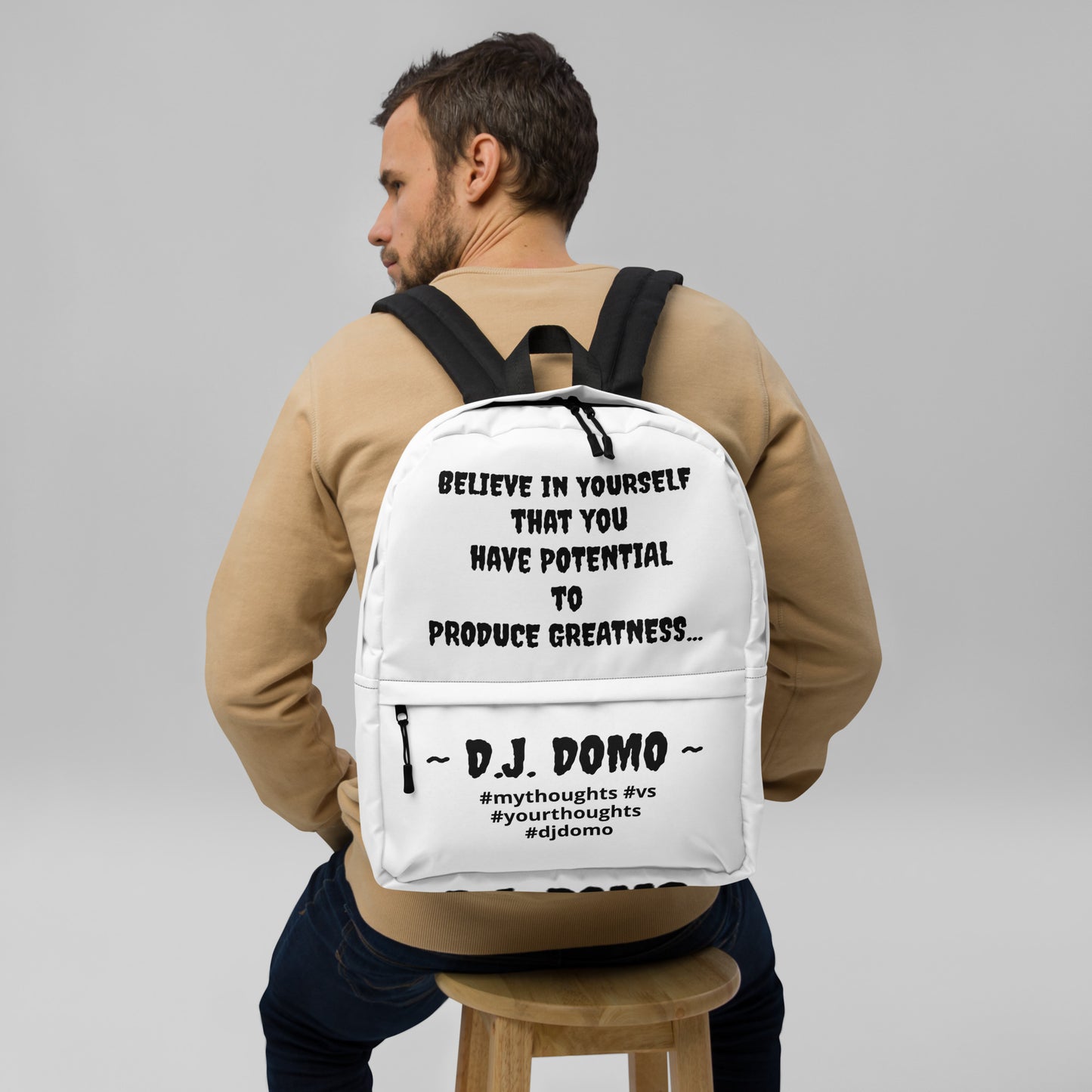 D.J. Domo DQOI Pt 1 "POTENTIAL" Backpack White/Black