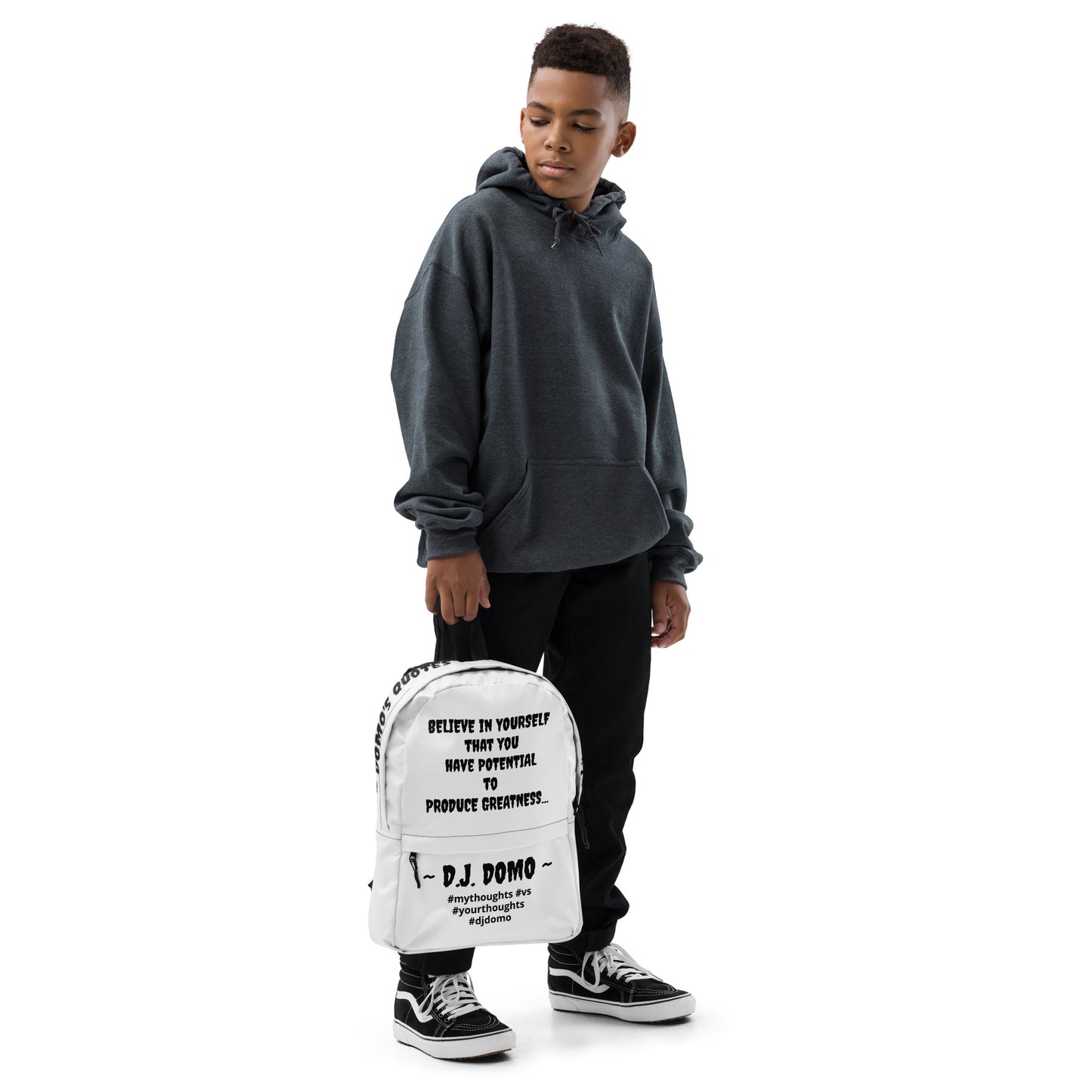 D.J. Domo DQOI Pt 1 "POTENTIAL" Backpack White/Black