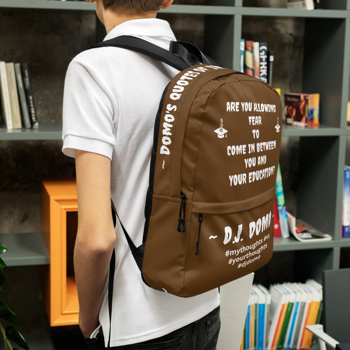 D.J. Domo DQOI Pt 1 "FEAR" Backpack Brown/White