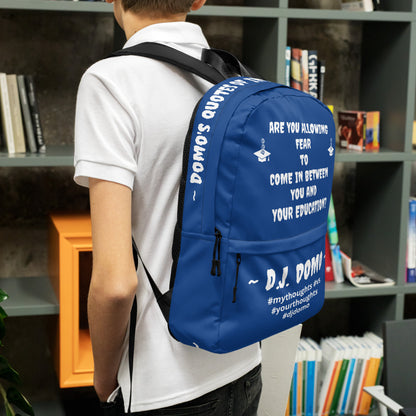 D.J. Domo DQOI Pt 1 "FEAR" Backpack Dark Blue/White