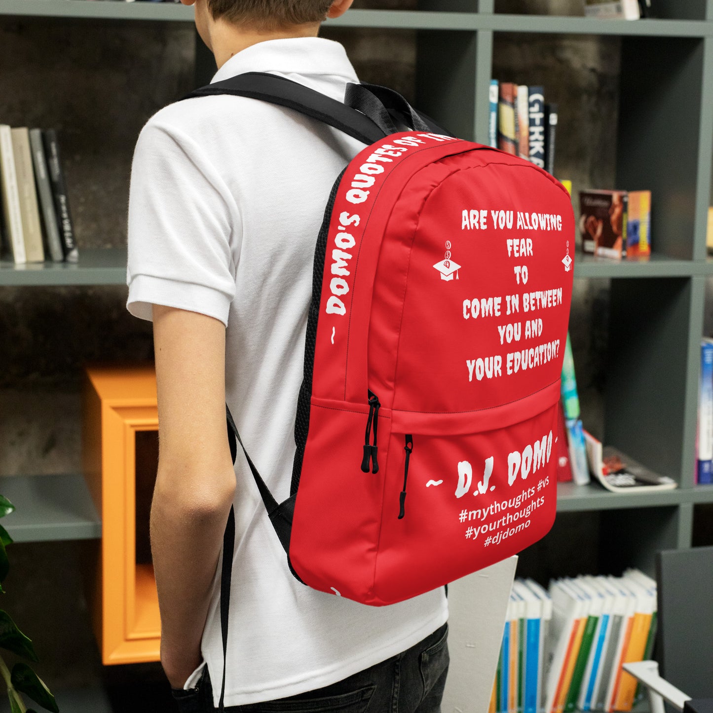 D.J. Domo DQOI Pt 1 "FEAR" Backpack Red/White