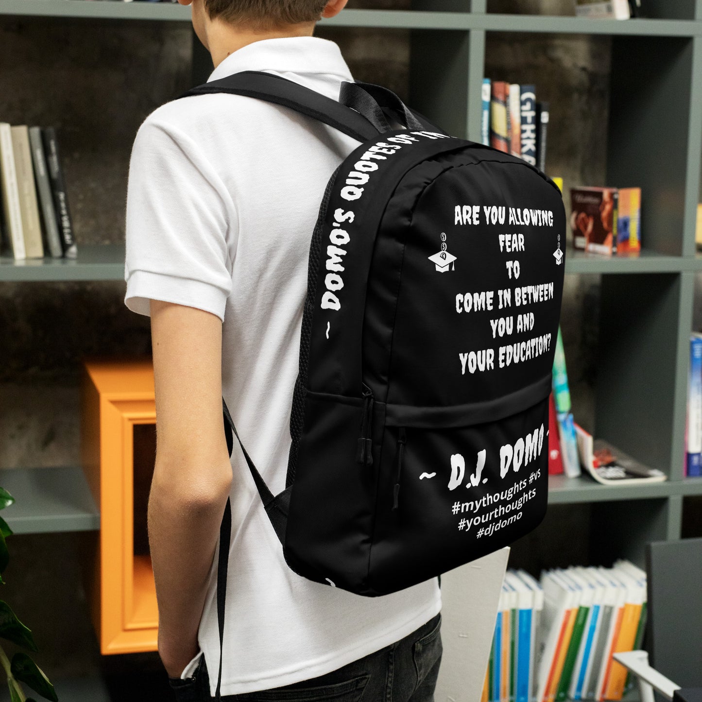 D.J. Domo DQOI Pt 1 "FEAR" Backpack Black/White