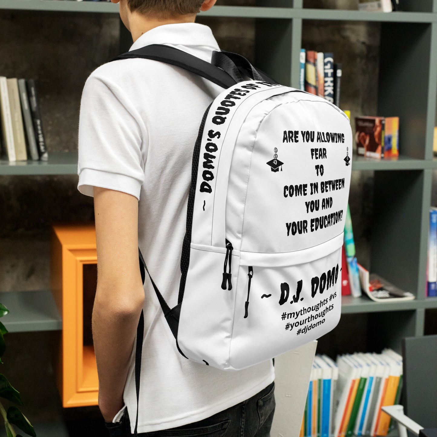 D.J. Domo DQOI Pt 1 "FEAR" Backpack White/Black