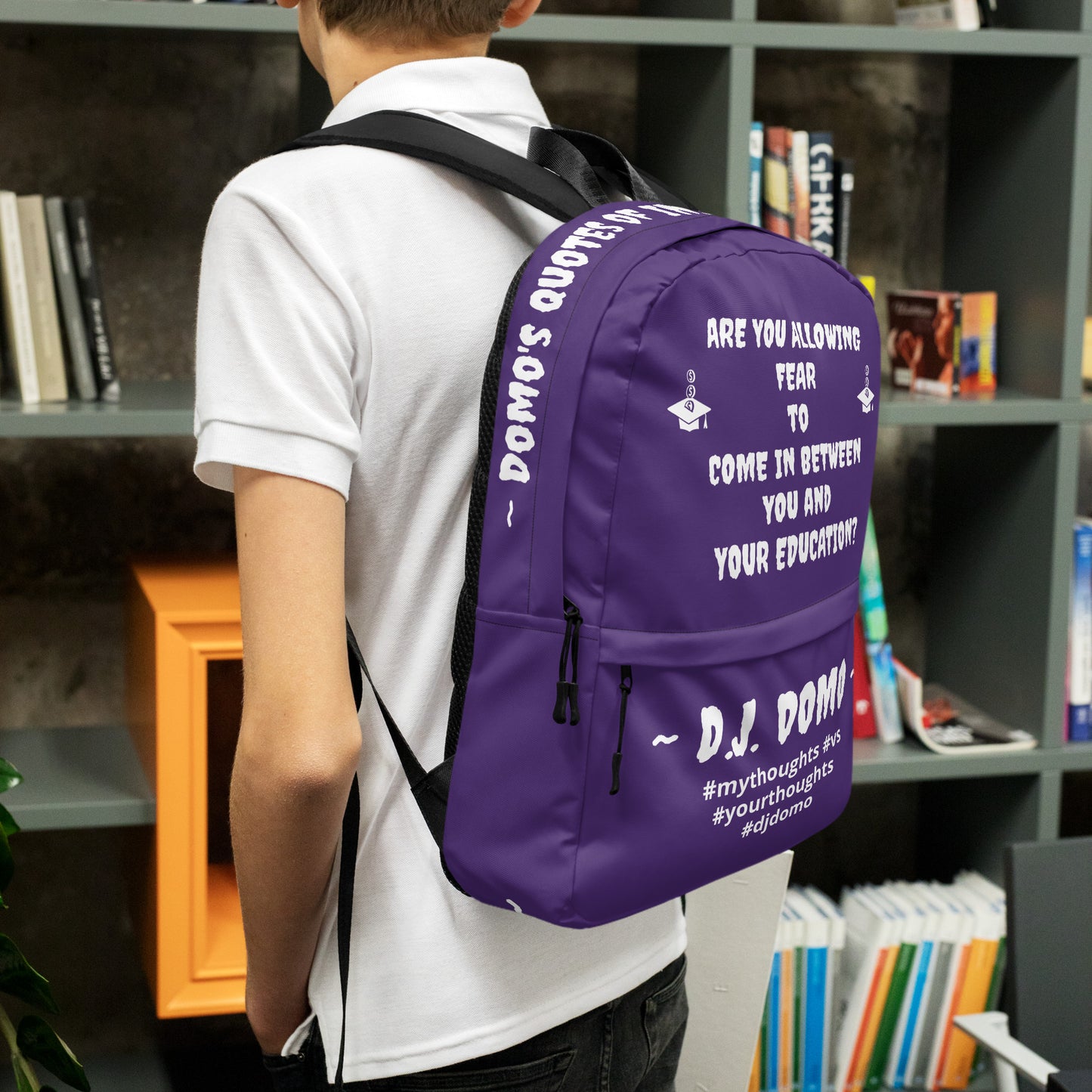 D.J. Domo DQOI Pt 1 "FEAR" Backpack Purple/White