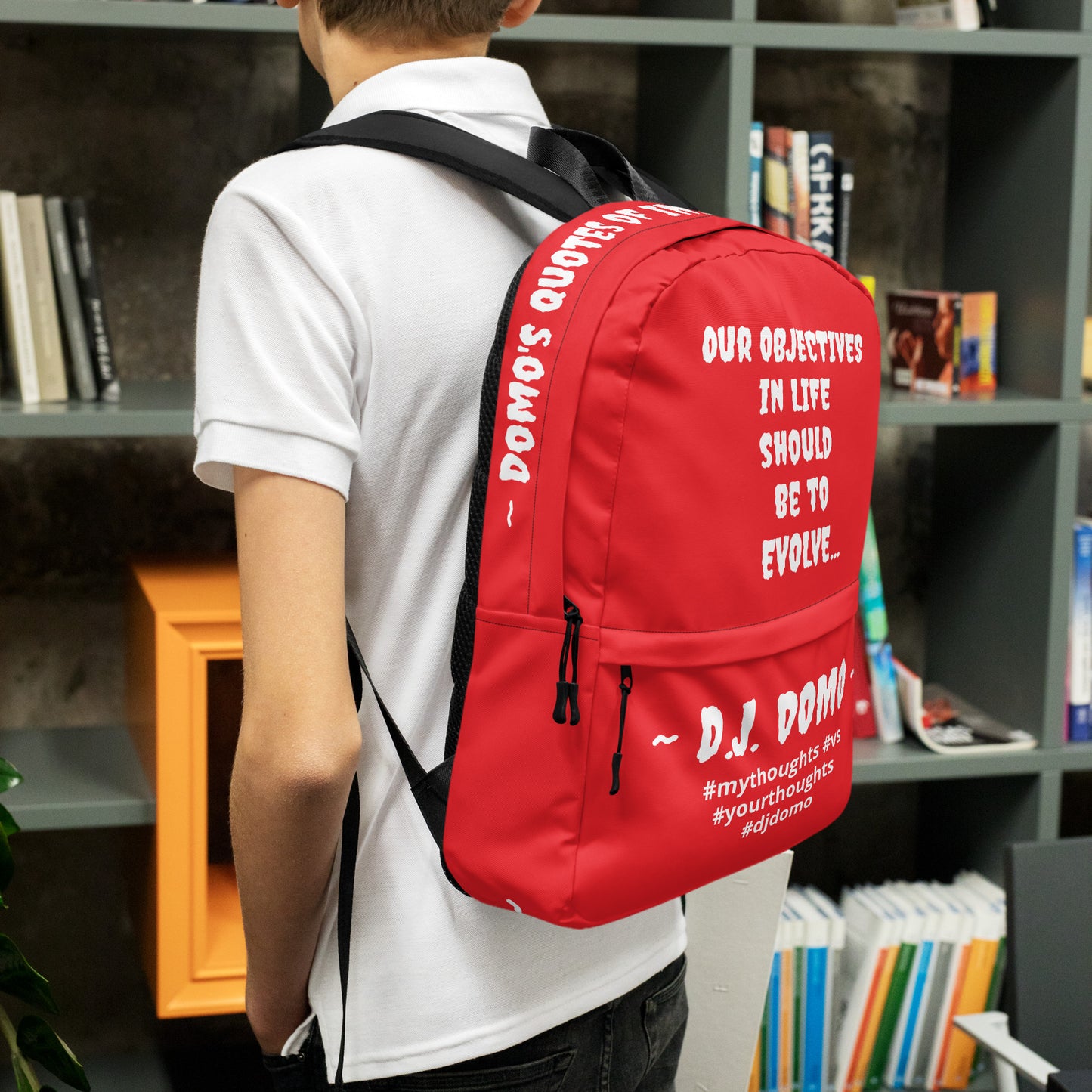 D.J. Domo DQOI Pt 1 "Book Objective" Backpack Red/White