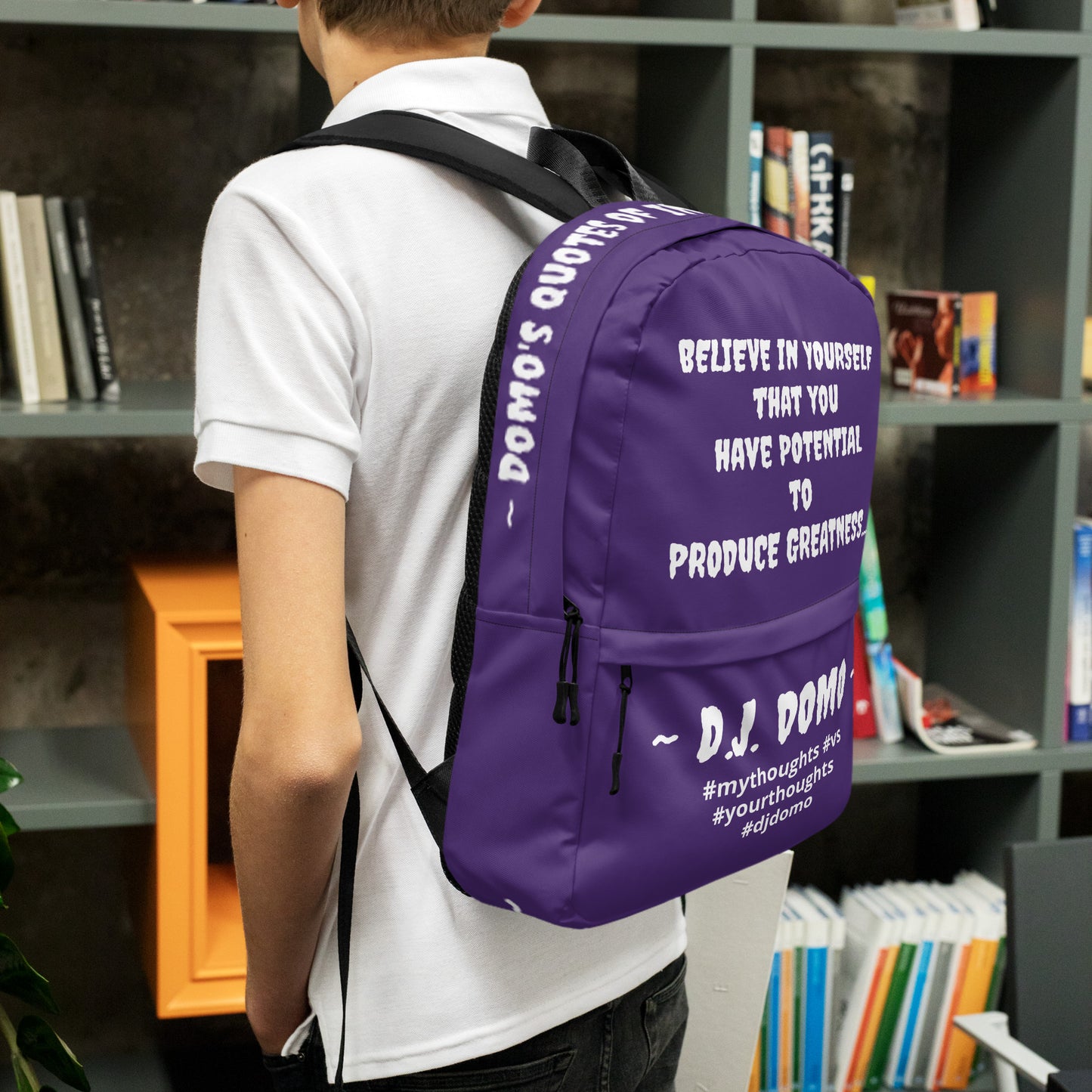 D.J. Domo DQOI Pt 1 "POTENTIAL" Backpack Purple/White