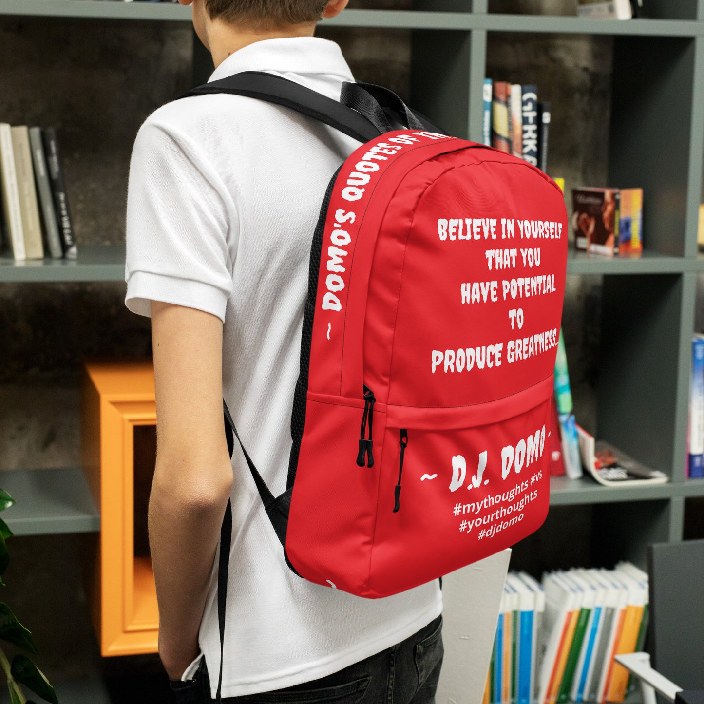 D.J. Domo DQOI Pt 1 "POTENTIAL" Backpack Red/White