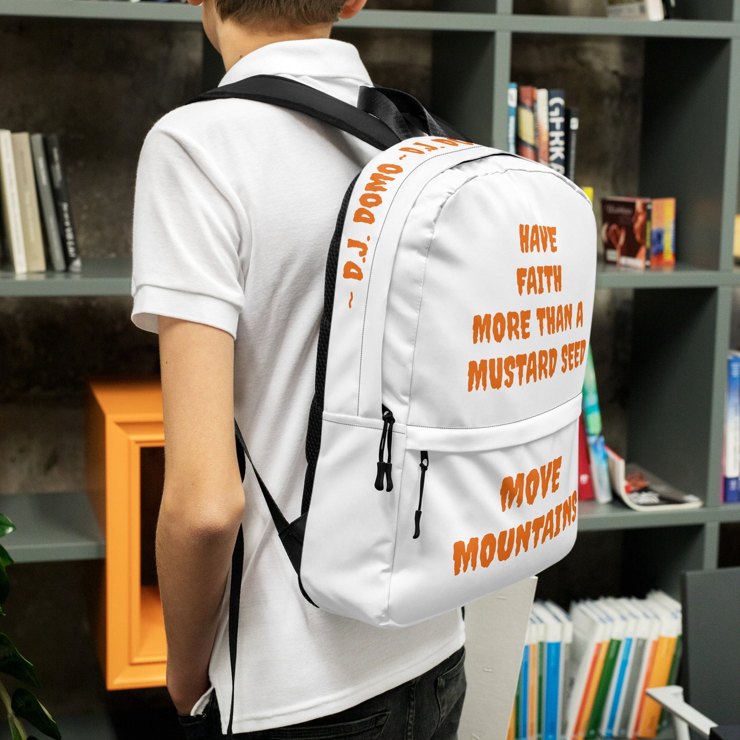 D.J. Domo "Move Mountain" Backpack White/Rust Orange