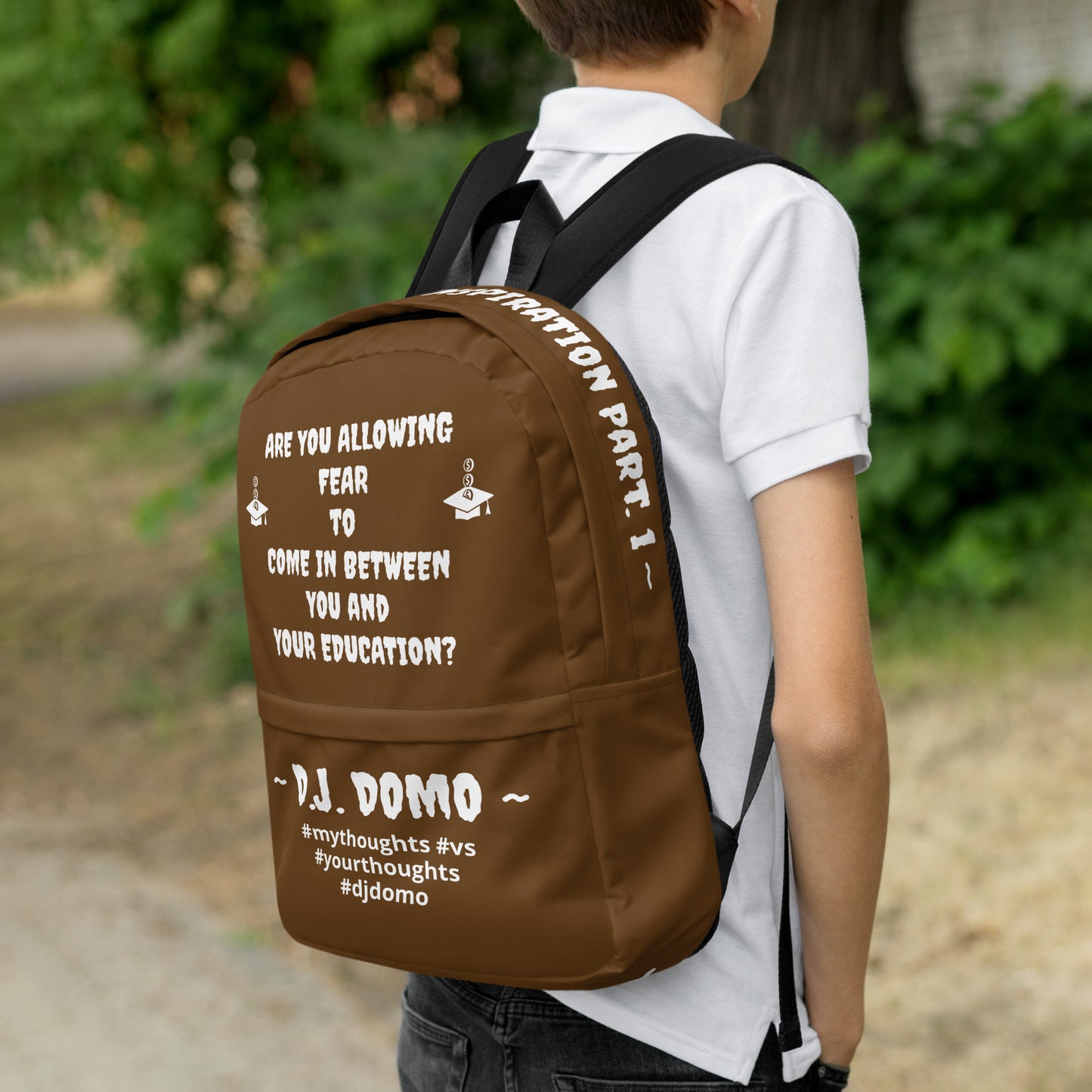 D.J. Domo DQOI Pt 1 "FEAR" Backpack Brown/White