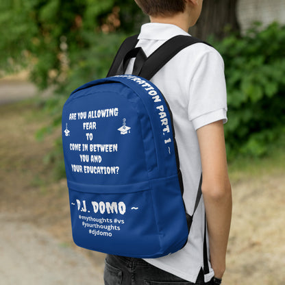 D.J. Domo DQOI Pt 1 "FEAR" Backpack Dark Blue/White