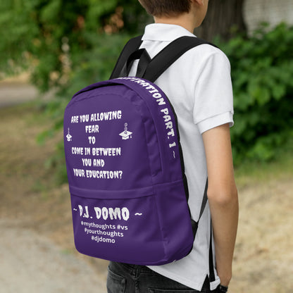 D.J. Domo DQOI Pt 1 "FEAR" Backpack Purple/White