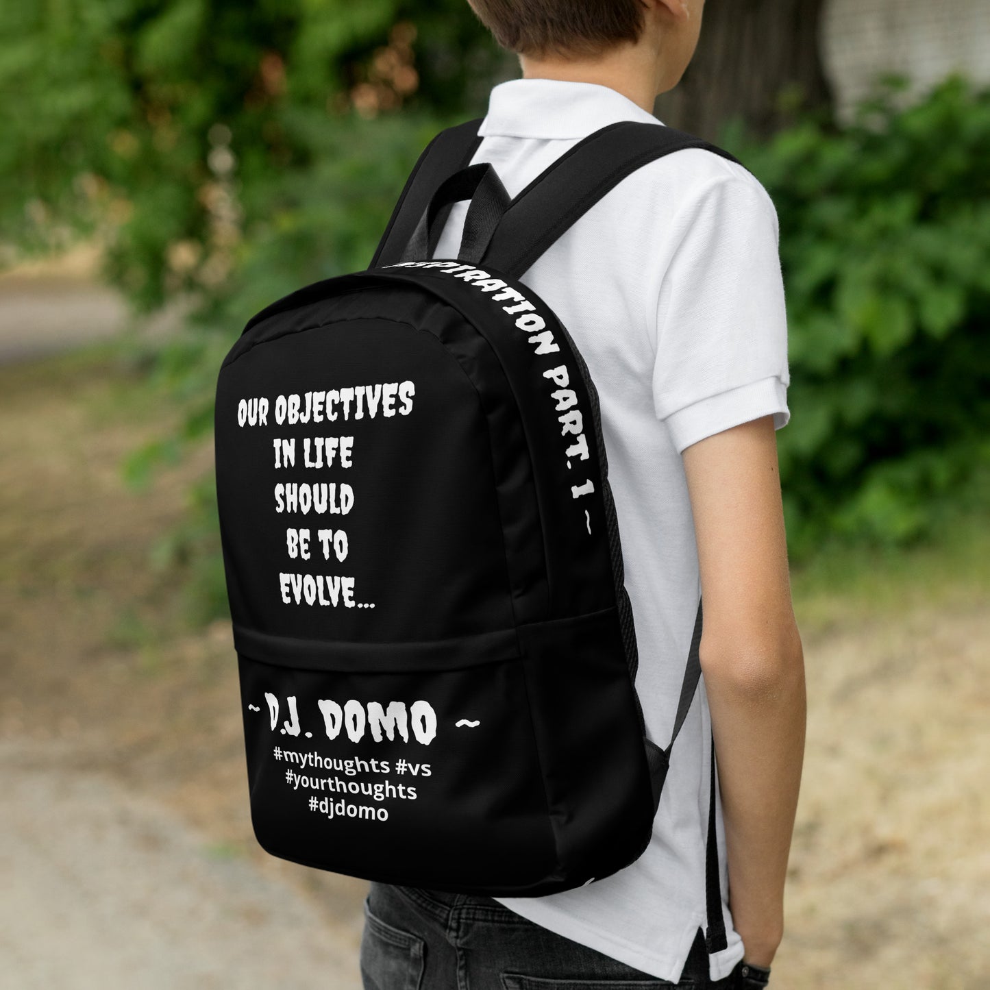 D.J. Domo DQOI Pt 1 "Book Objective" Backpack Black/White