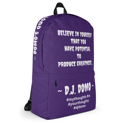 D.J. Domo DQOI Pt 1 "POTENTIAL" Backpack Purple/White