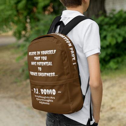 D.J. Domo DQOI Pt 1 "POTENTIAL" Backpack Brown/White