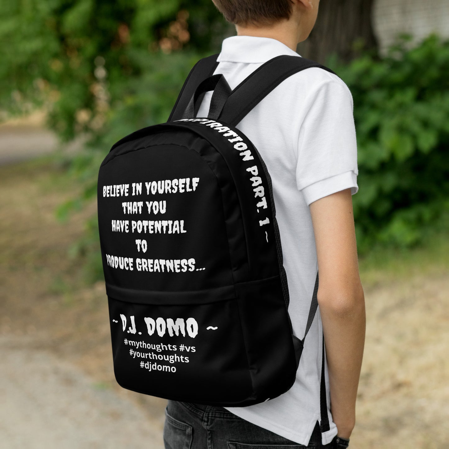 D.J. Domo DQOI Pt 1 "POTENTIAL" Backpack Black/White