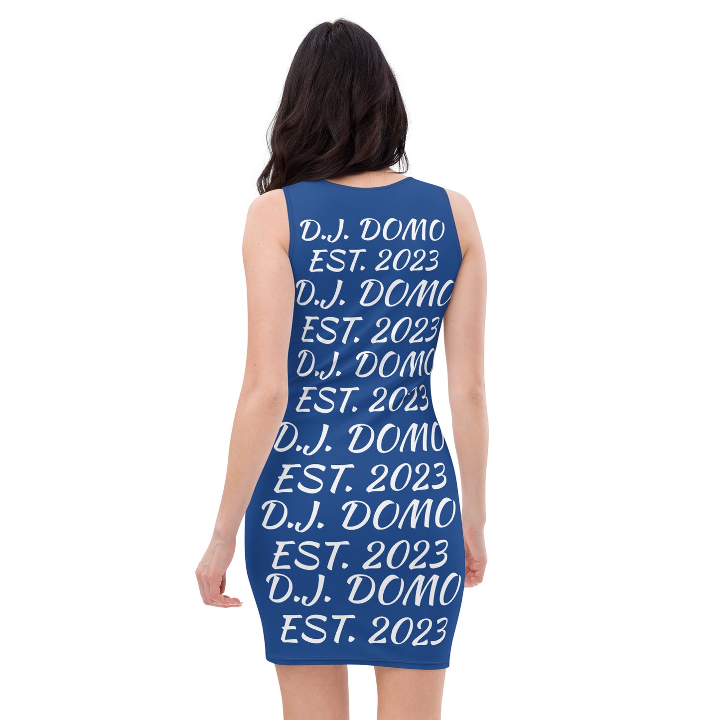 D.J. Domo "Repetitive" Bodycon Dress Dark Blue/White