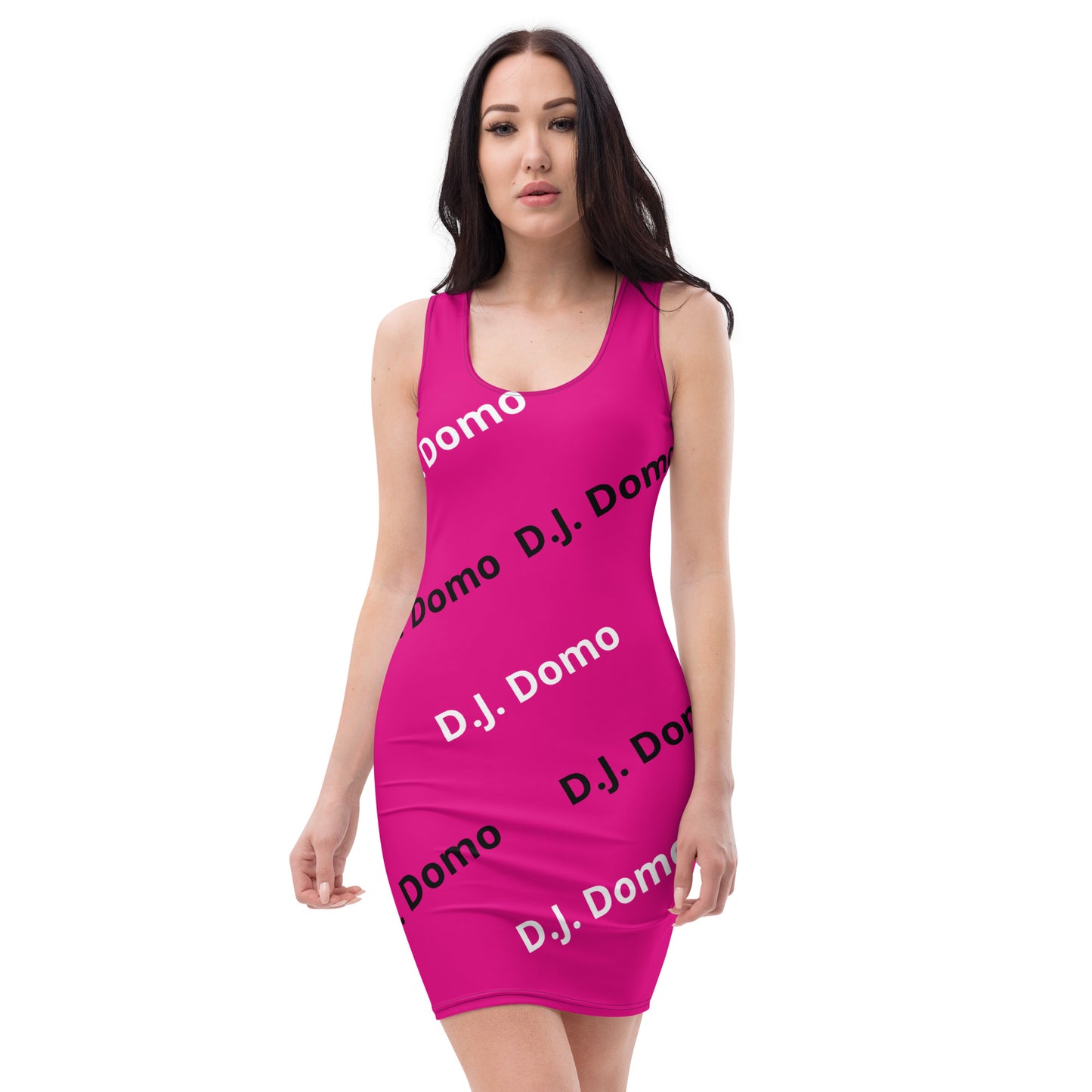 D.J. Domo "Classic" Bodycon Dress Dark Pink/White/Black