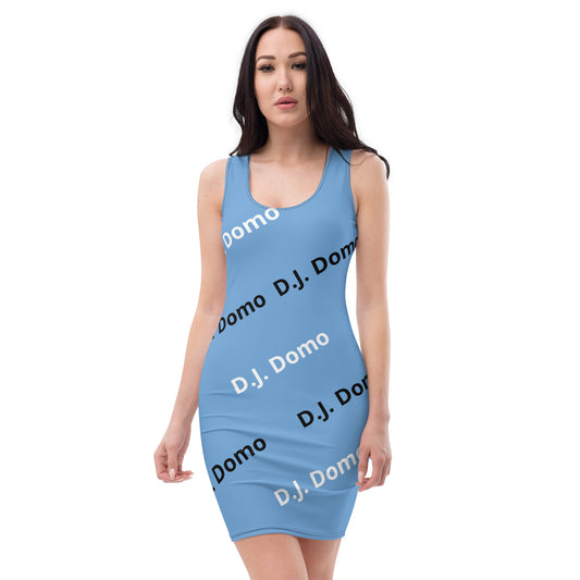 D.J. Domo "Classic" Bodycon Dress Sky Blue/White/Black