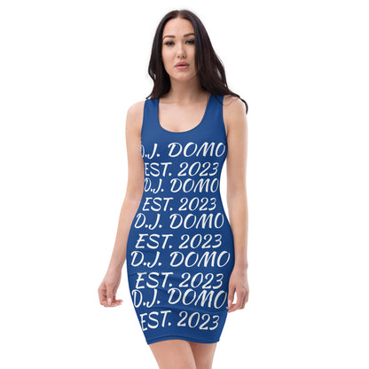 D.J. Domo "Repetitive" Bodycon Dress Dark Blue/White