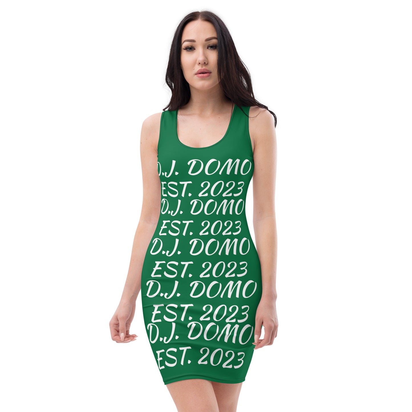 D.J. Domo "Repetitive" Bodycon Dress Green/White