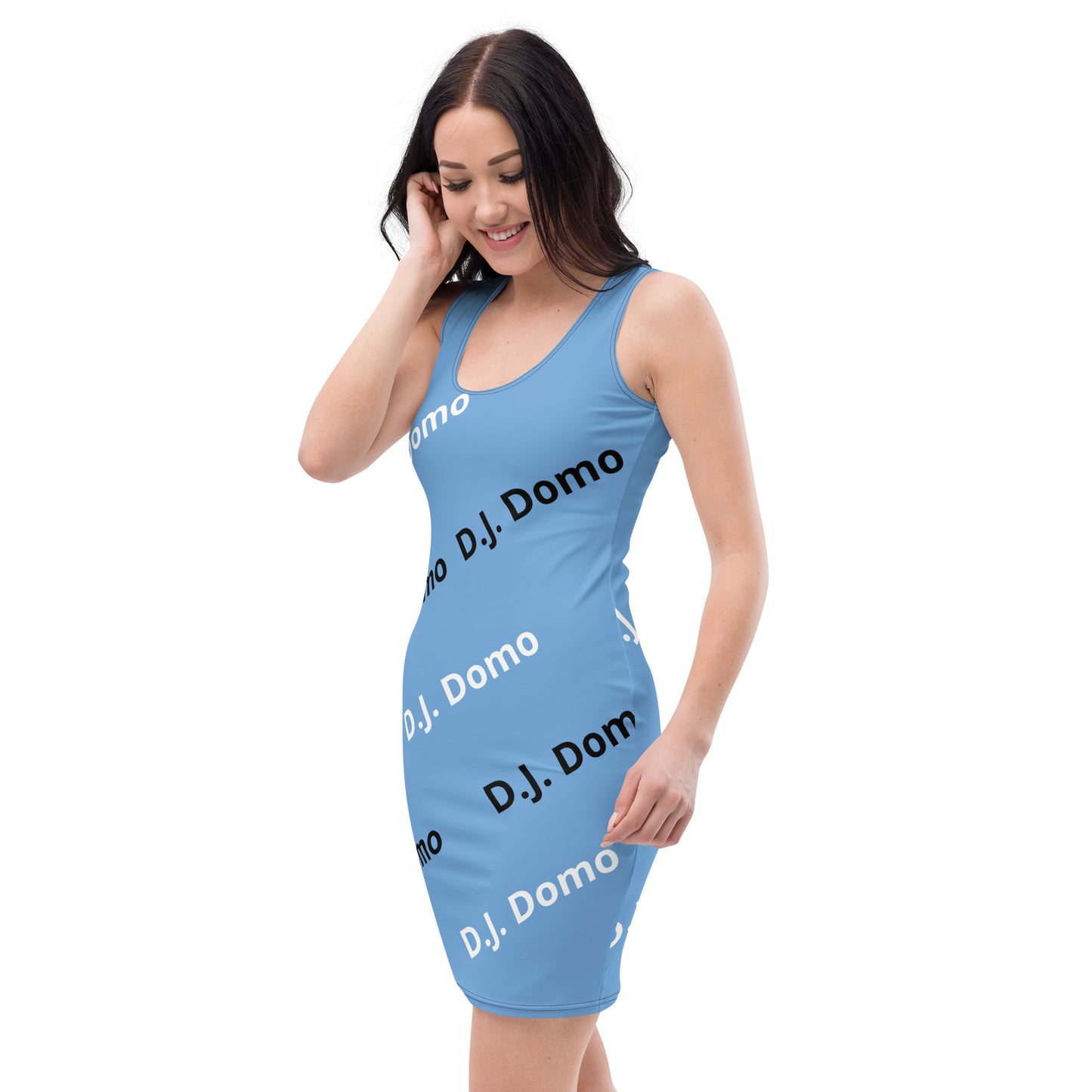 D.J. Domo "Classic" Bodycon Dress Sky Blue/White/Black