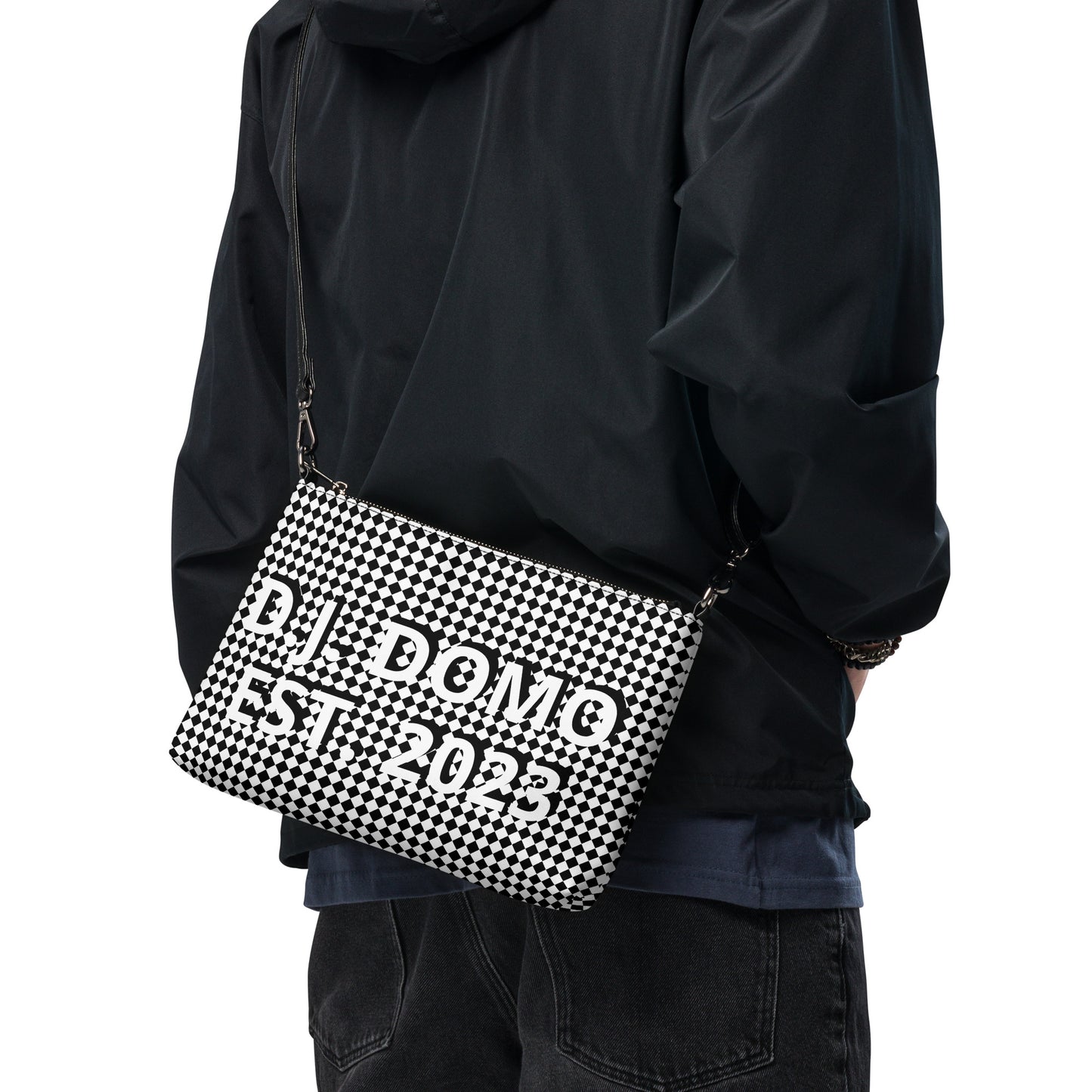 D.J. Domo "Checkered" White/Black Crossbody Bag