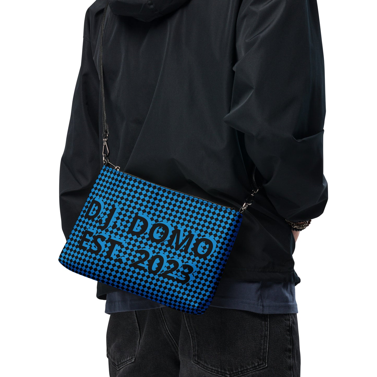 D.J. Domo "Checkered" Blue/Black Crossbody Bag