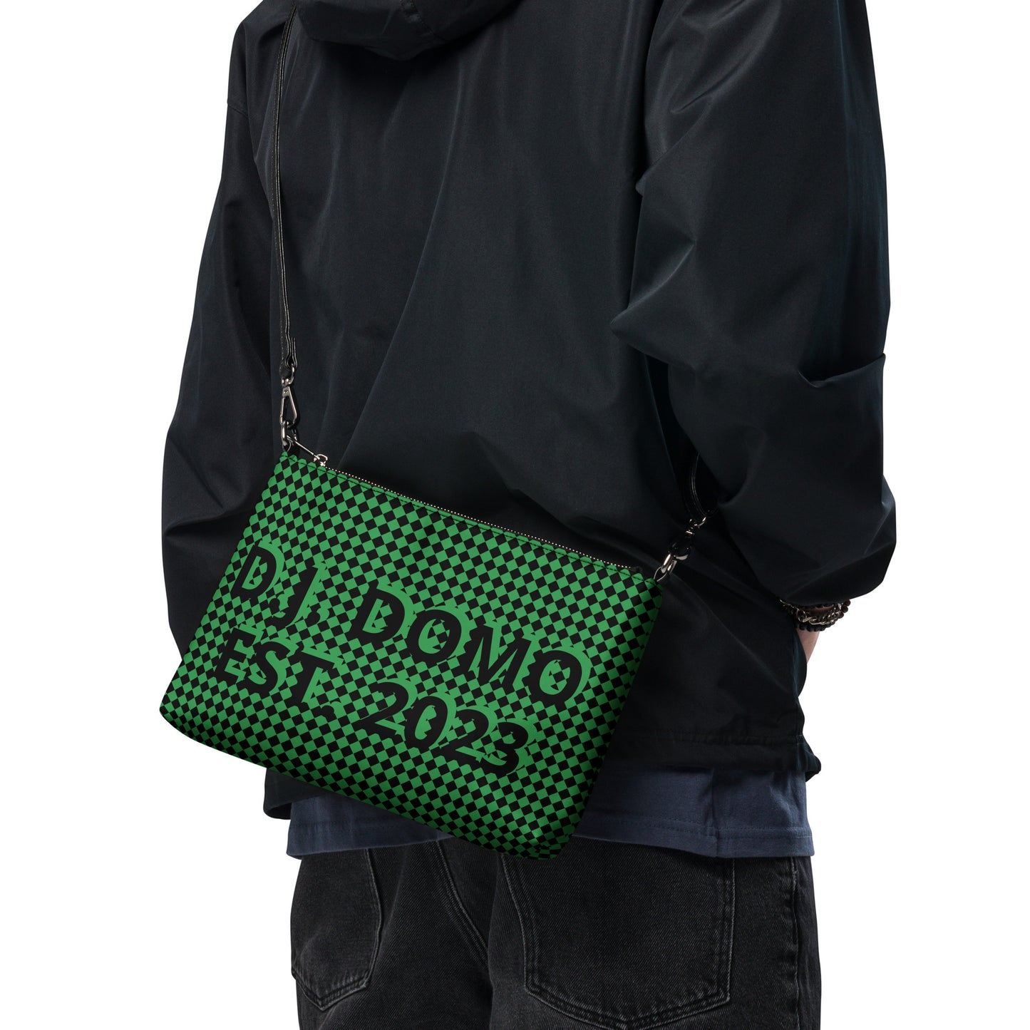 D.J. Domo "Checkered" Green/Black Crossbody Bag