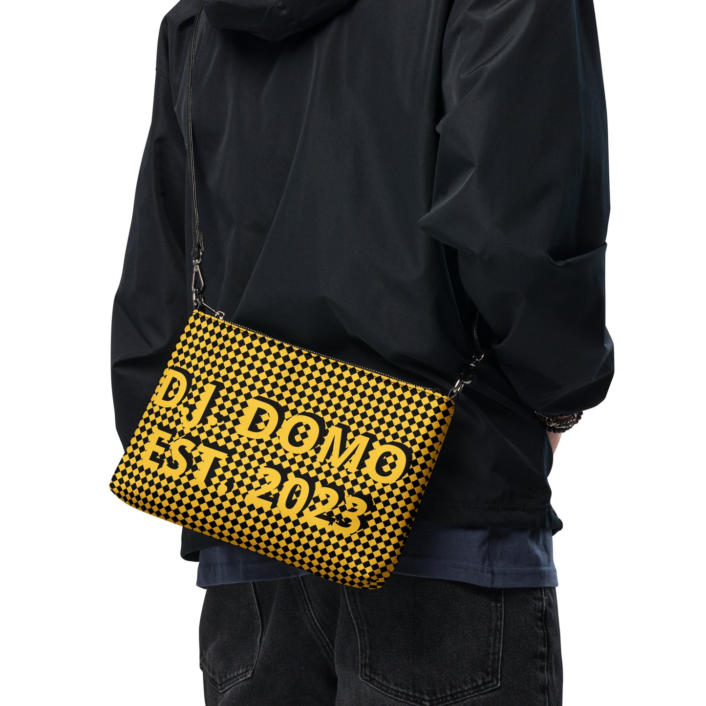 D.J. Domo "Checkered" Gold/Black Crossbody Bag