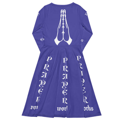 D.J. Domo "Prayer Works Font1" Midi Dress Purple/White