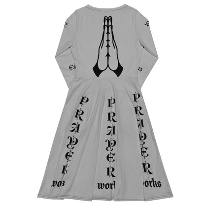 D.J. Domo "Prayer Works Font1" Midi Dress Gray/Black