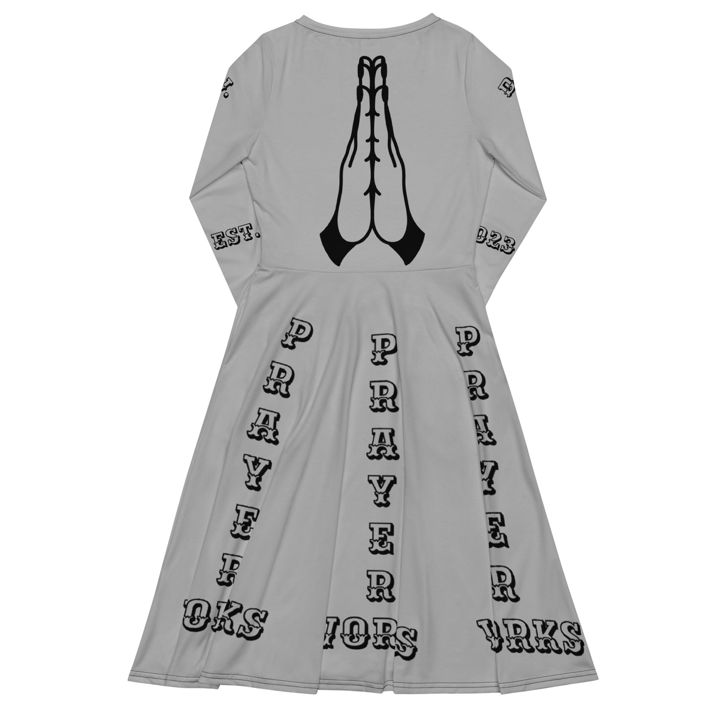 D.J. Domo "Prayer Works Font2" Midi Dress Gray/Black